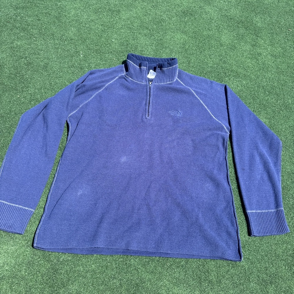 North Face XL Quarter 1/4 Zip Lightweight Navy Blue Pullover Jumper Mens XL